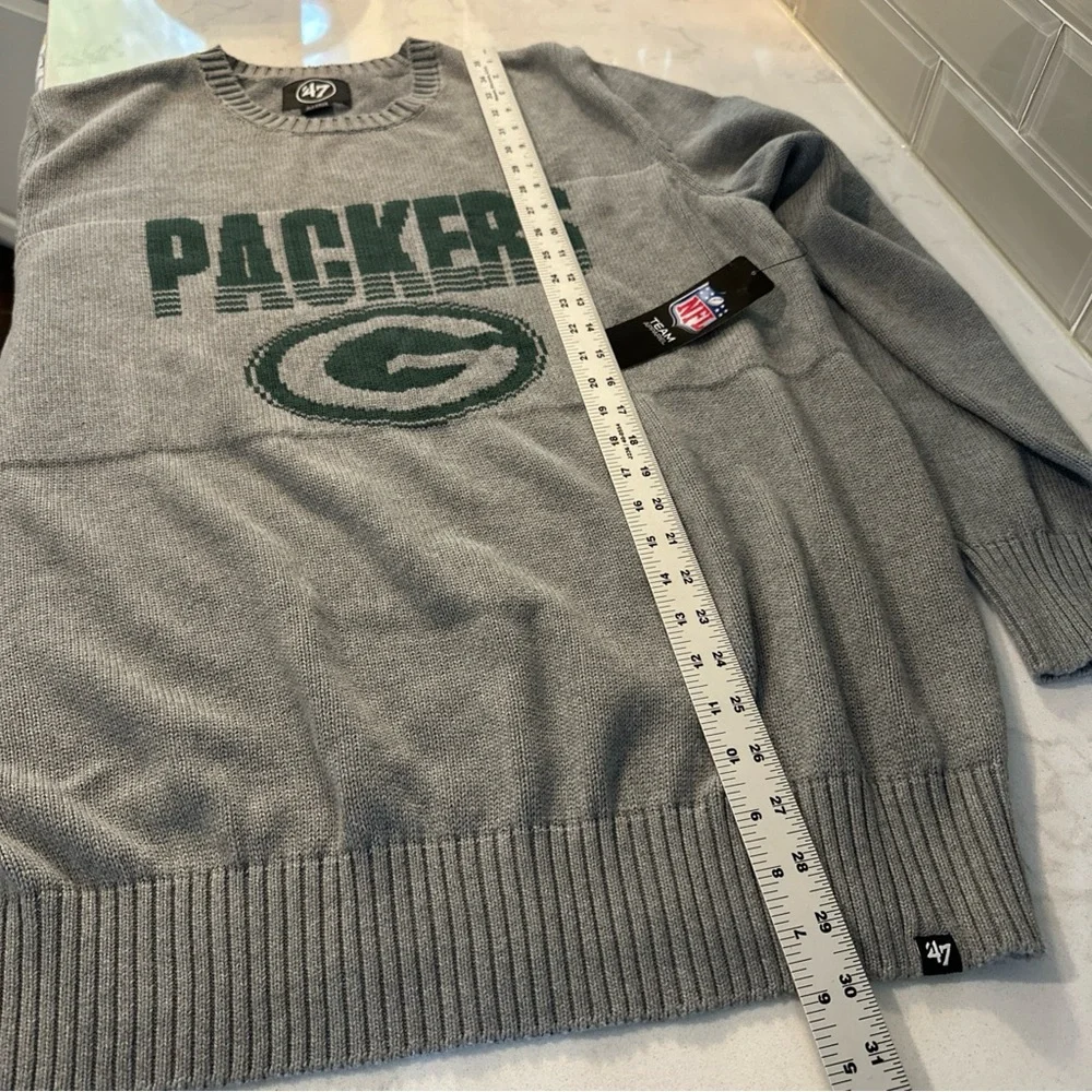 47 Green Bay Packers NWT Sweater Gray Crewneck‎ Cotton Football knit NFL Size XL